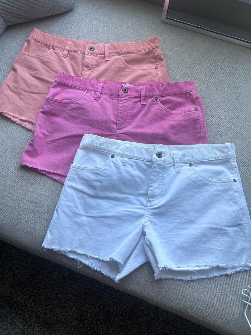 Carve Designs Trio of Colored Denim Shorts - White, Pink, Peach